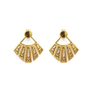 14k Yellow Gold Fan Style Earrings